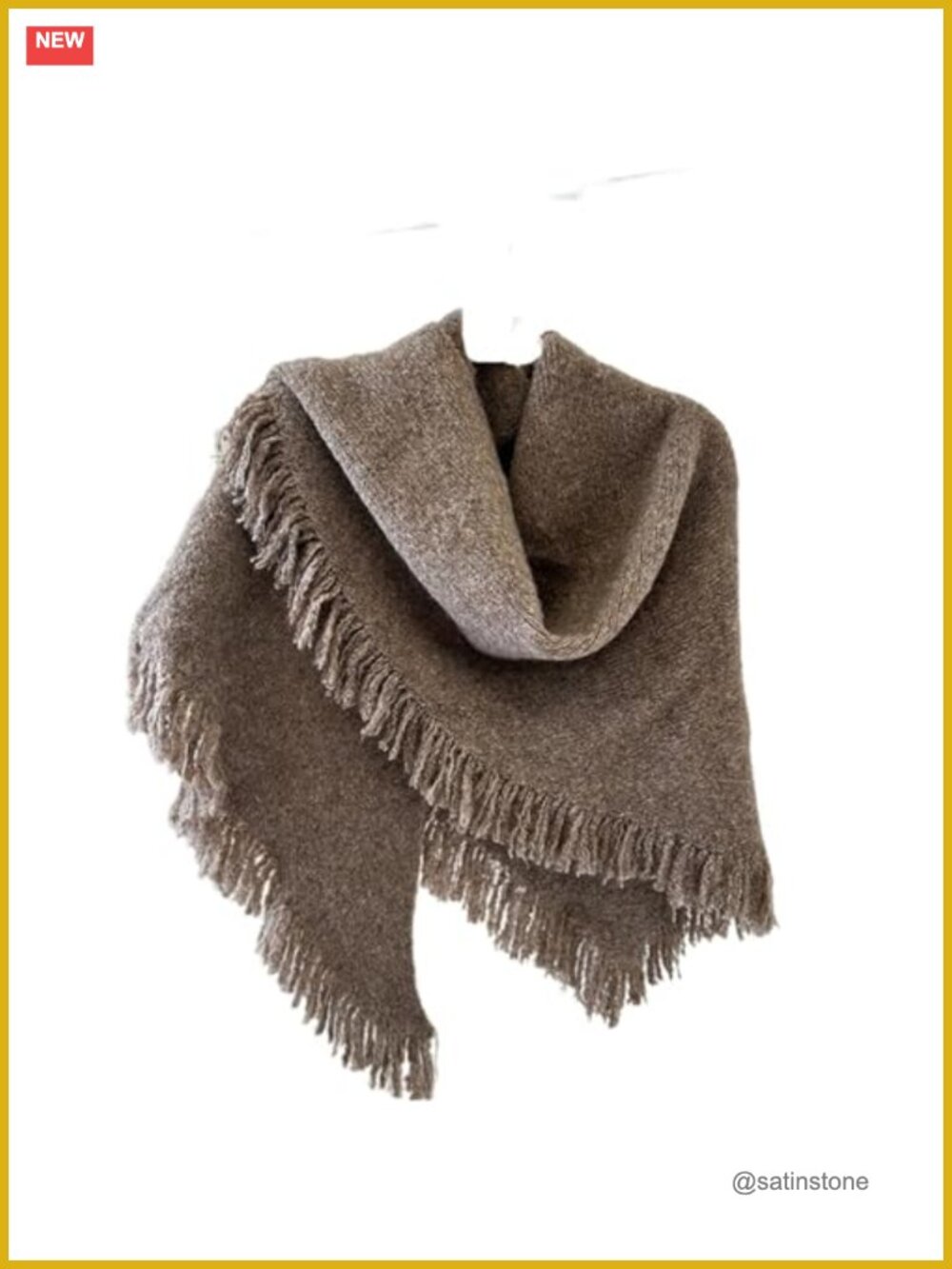 Knit Shawl Wrap Triangle Scarf with Fringe Pashmina 2-in-1 Winter Warm